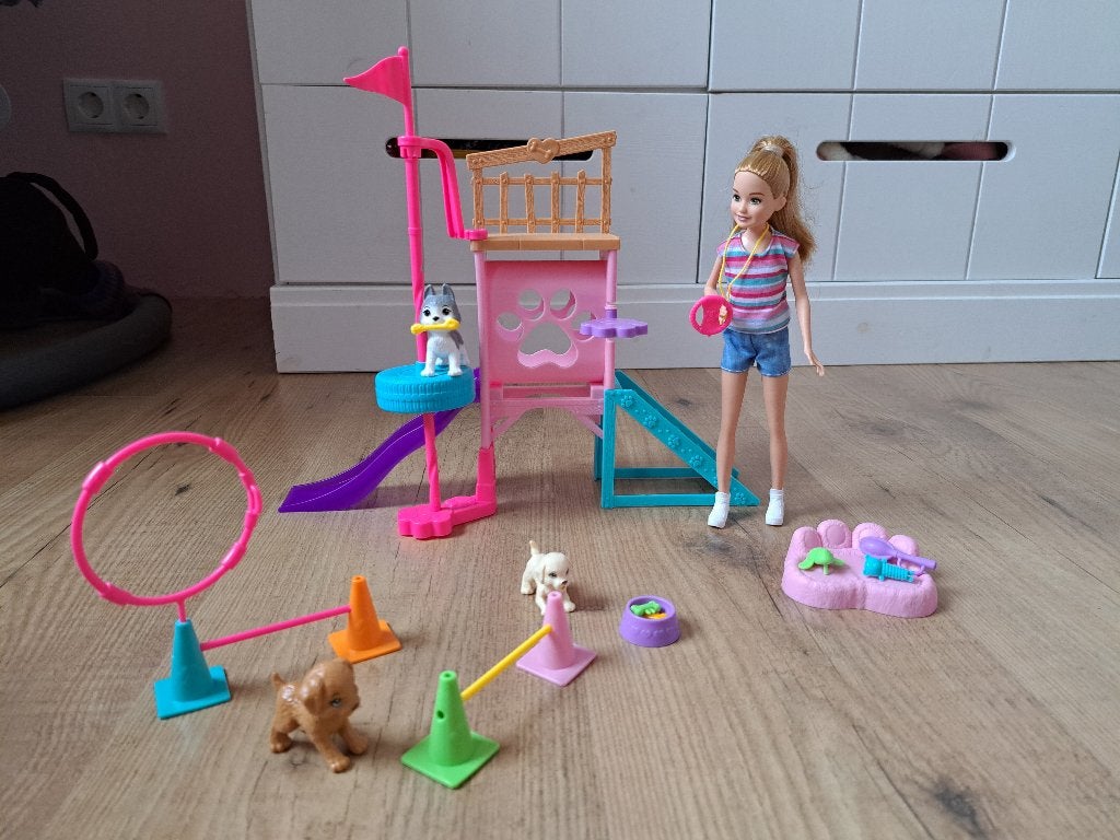 Barbie met hindernisbaan voor puppy's, Ophalen of Verzenden, Zo goed als nieuw, Barbie