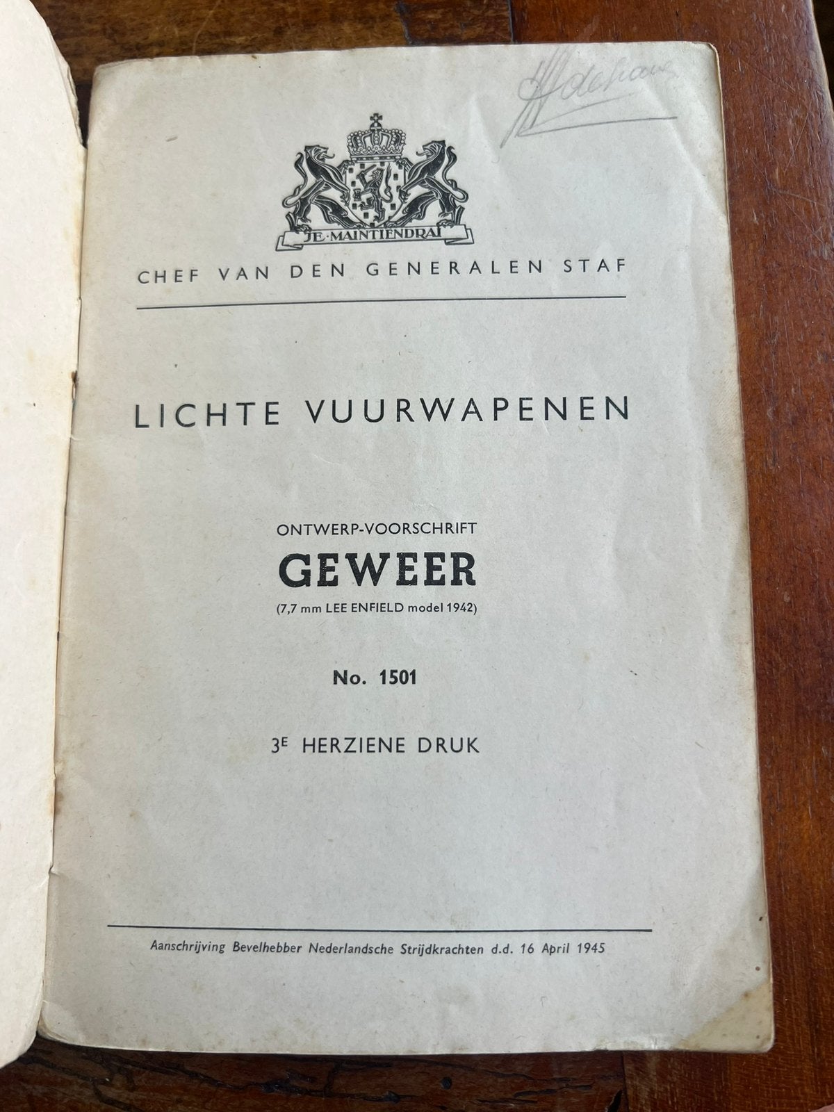 KL KNIL Voorschrift Lee Enfield 1945 geweer techniek, Verzenden, Nederland, Boek of Tijdschrift