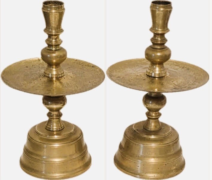 Schijfkandelaars., Antiek en Kunst, Ophalen of Verzenden, Koper of Brons