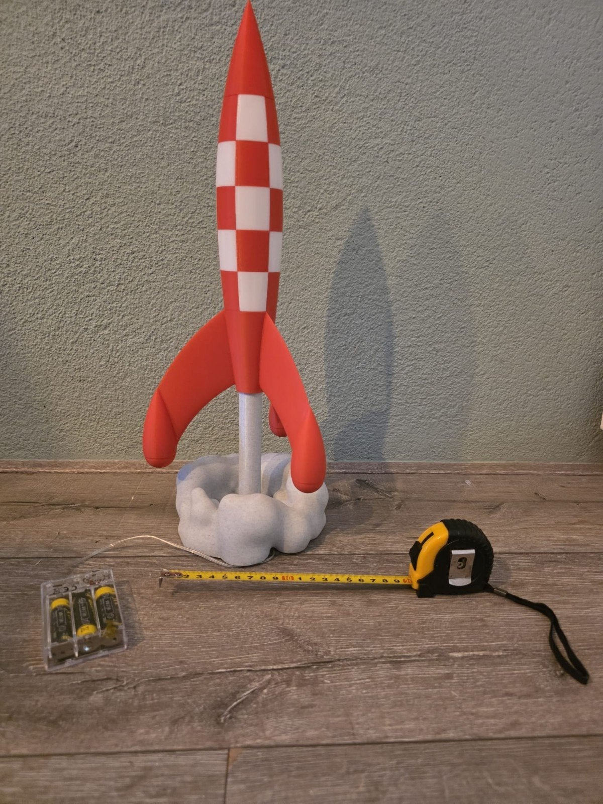 3D-geprinte Raketlamp Kuifje inclusief lampjes., Ophalen of Verzenden, Zo goed als nieuw