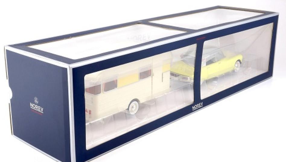 Citroen DS 19 1960 geel & Caravan Digue 1/18 NOREV 181762, Verzenden, Nieuw, Auto, Norev