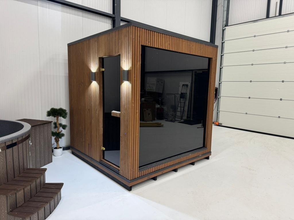 Elektrische Buitensauna Q-Cube 2,3 Meter | Sauna Qrest, Ophalen of Verzenden, Nieuw, Fins of Traditioneel, Complete sauna