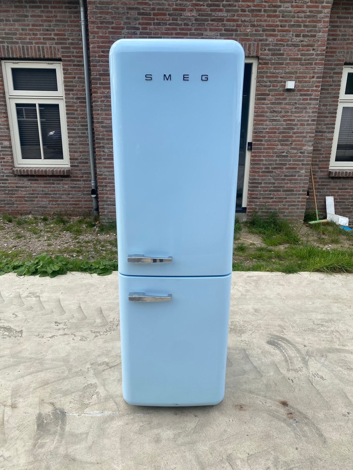 Smeg Koelkast met Vriezer - Lichtblauw Retro Design, Bella, 200 liter of meer, Met aparte vriezer, Zo goed als nieuw