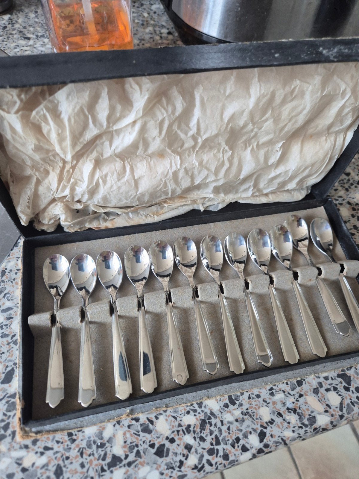 Verzilverde lepeltjes set van Gero Zilmeta in originele doos, Ophalen