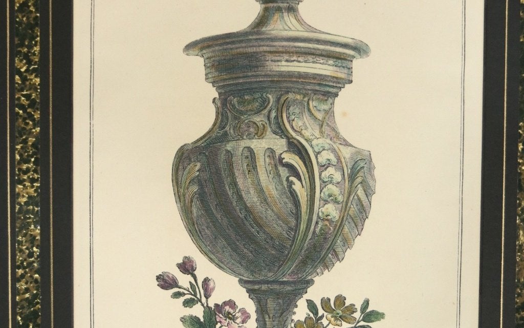 Handgekleurde gravure siervaas - Maurice Jacques, Daumont, Ophalen, Handgekleurd, Gravure, Flora en Fauna