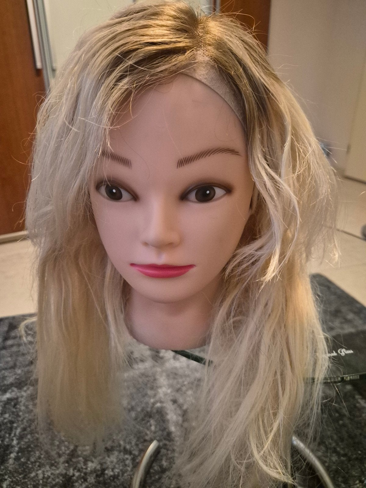 licht goudblond haarwerk pruik echt haar lace wig, Verzenden, Zo goed als nieuw, Pruik of Haarverlenging
