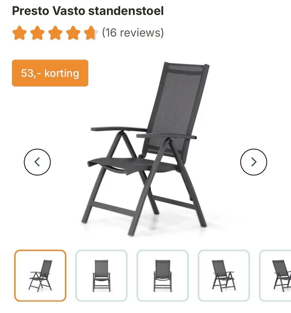 Tuinset met 4 stoelen en tafel 90x90 cm met kussens, Ophalen, 4 zitplaatsen, Gebruikt, Eettafel