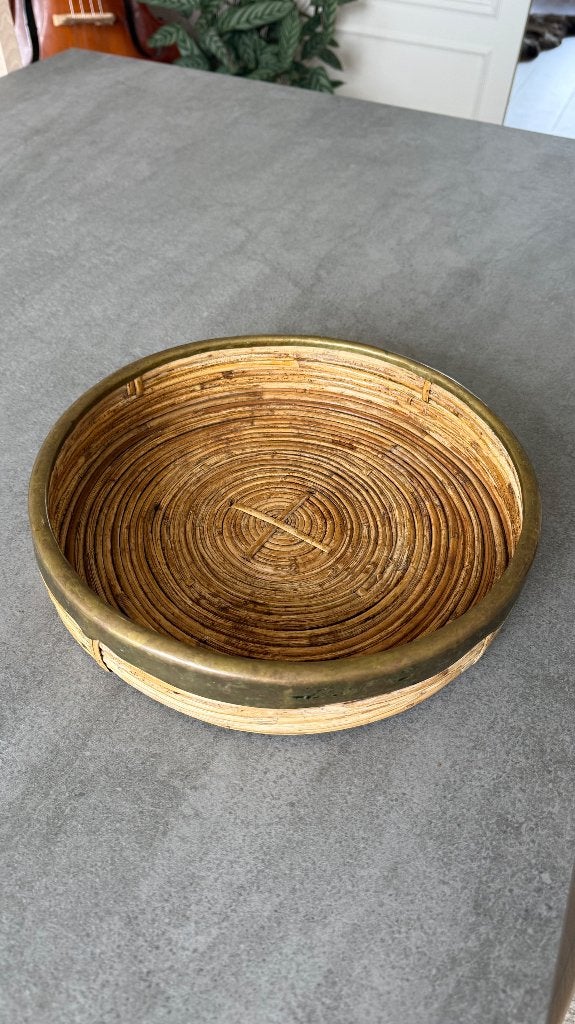 Rotan fruitmand (Gabriella Crespi design), Huis en Inrichting, Woonaccessoires | Schalen en Manden, Ophalen, Schaal, Rond, Zo goed als nieuw
