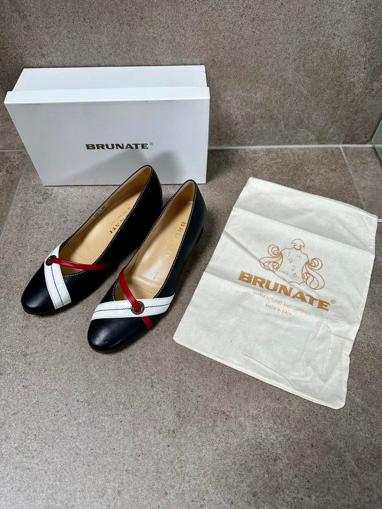 Brunate blauwe instapper/ maat 39/ soepel Nappa leer/ NIEUW, Blauw, Instappers, Nieuw, Ophalen of Verzenden