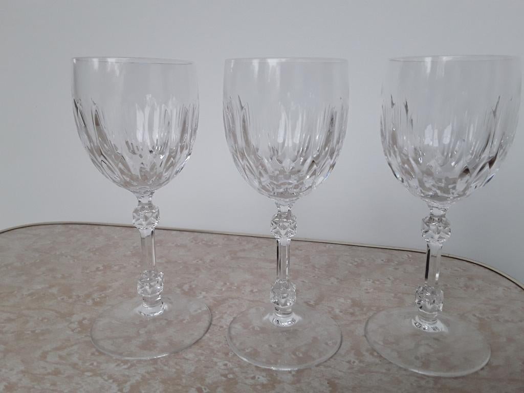 3 kristallen (witte) wijn glazen, Antiek en Kunst, Ophalen of Verzenden