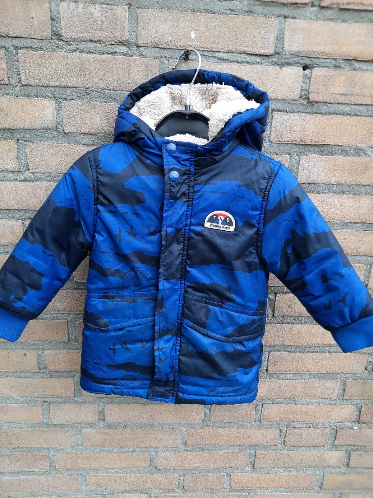 tumble 'n Dry, winterjas, jongen, maat 86/ 92, blauw-zwart., Tumble 'n Dry, Ophalen of Verzenden, Zo goed als nieuw, Jasje