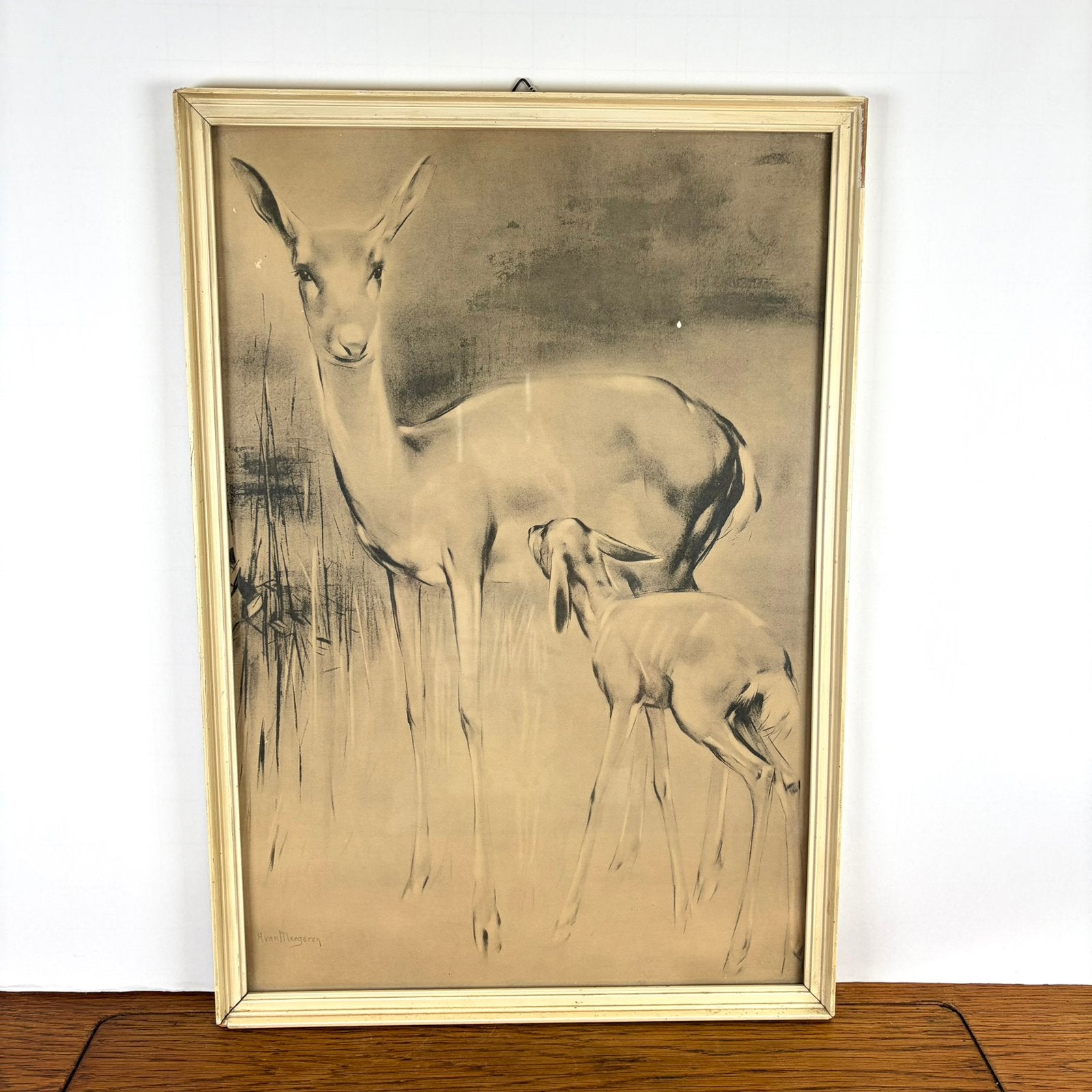 Vintage prent hertjes van Meegeren, Antiek en Kunst, Ophalen of Verzenden