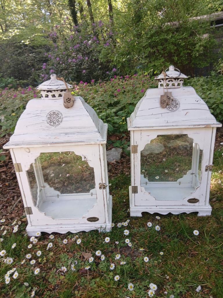 2 Grote windlichten samen 50,00 euro Riverdale, Huis en Inrichting, Woonaccessoires | Kandelaars en Kaarsen, Ophalen, Zo goed als nieuw