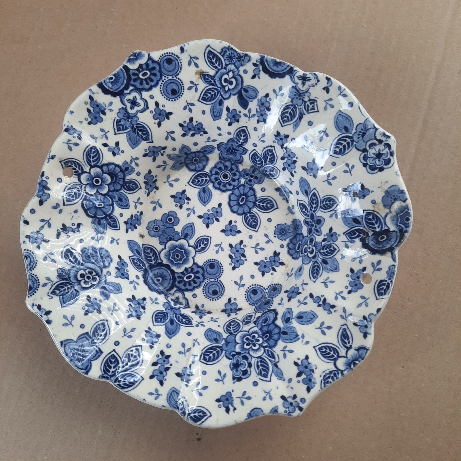Antieke Maastricht Beatrix schaal, blauw bloemenpatroon, Antiek en Kunst, Ophalen of Verzenden