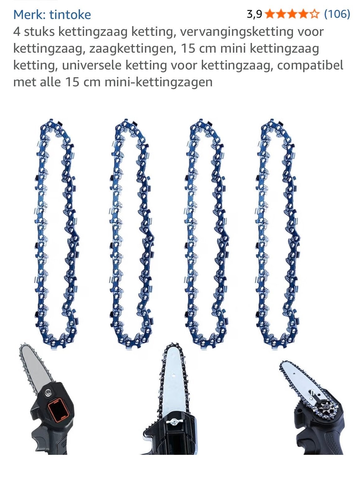 4 stuks kettingzaag ketting 15 cm mini-kettingzaag, Ophalen, Nieuw