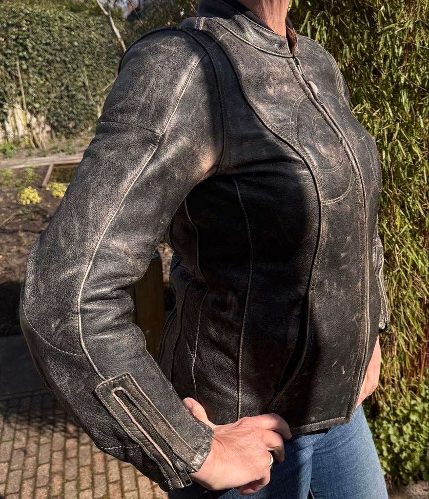 Richa Dames Leren Motorjas - Vintage Look maat 38, Motoren, Ophalen of Verzenden, Tweedehands, Dames, Jas | leer