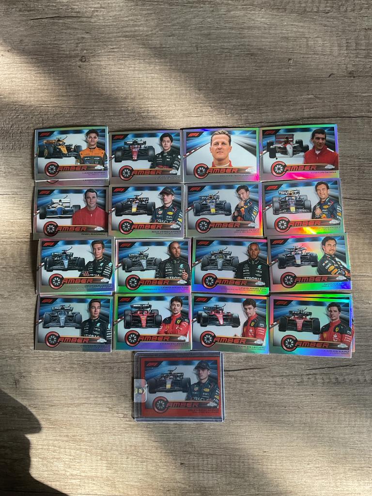 F1 Topps Chrome Amber Refractor Kaarten - Diverse Coureurs, Hobby en Vrije tijd, Verzamelkaartspellen | Overige, Ophalen of Verzenden