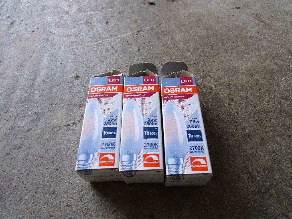 3x Osram LED Kaarslamp E14 2.5W (25W equivalent) Dimbaar, Led-lamp, Osram, E14 (klein), Nieuw