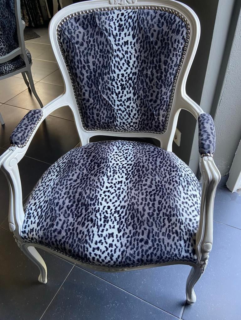 2 BAROK FAUTEULTJES PANTERPRINT GRIJS, Ophalen