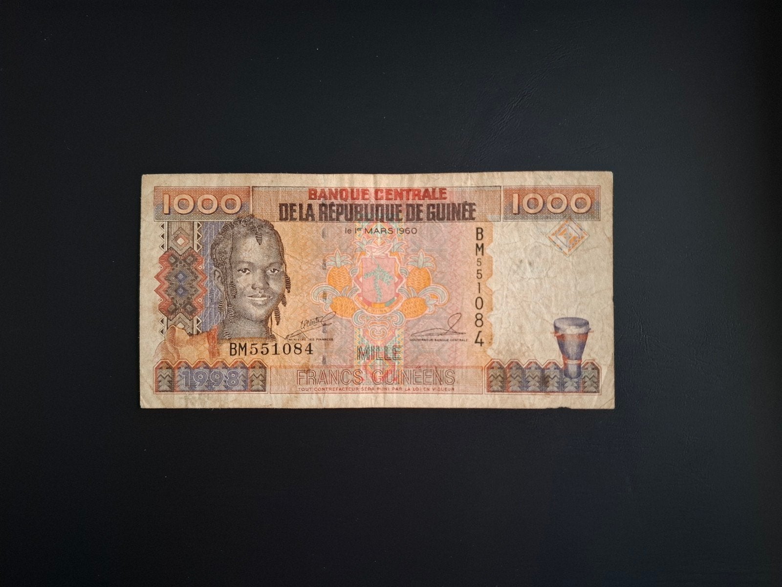 1000 franc Guinee #016, Postzegels en Munten, Bankbiljetten | Afrika, Ophalen of Verzenden, Guinee, Los biljet