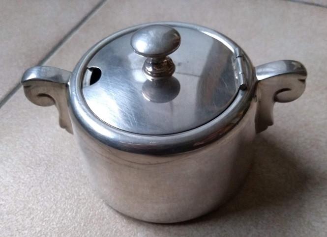 Suikerpot 0.2 L. Art Deco verzilverd Gero 90 met lepel, Ophalen of Verzenden, Zilver