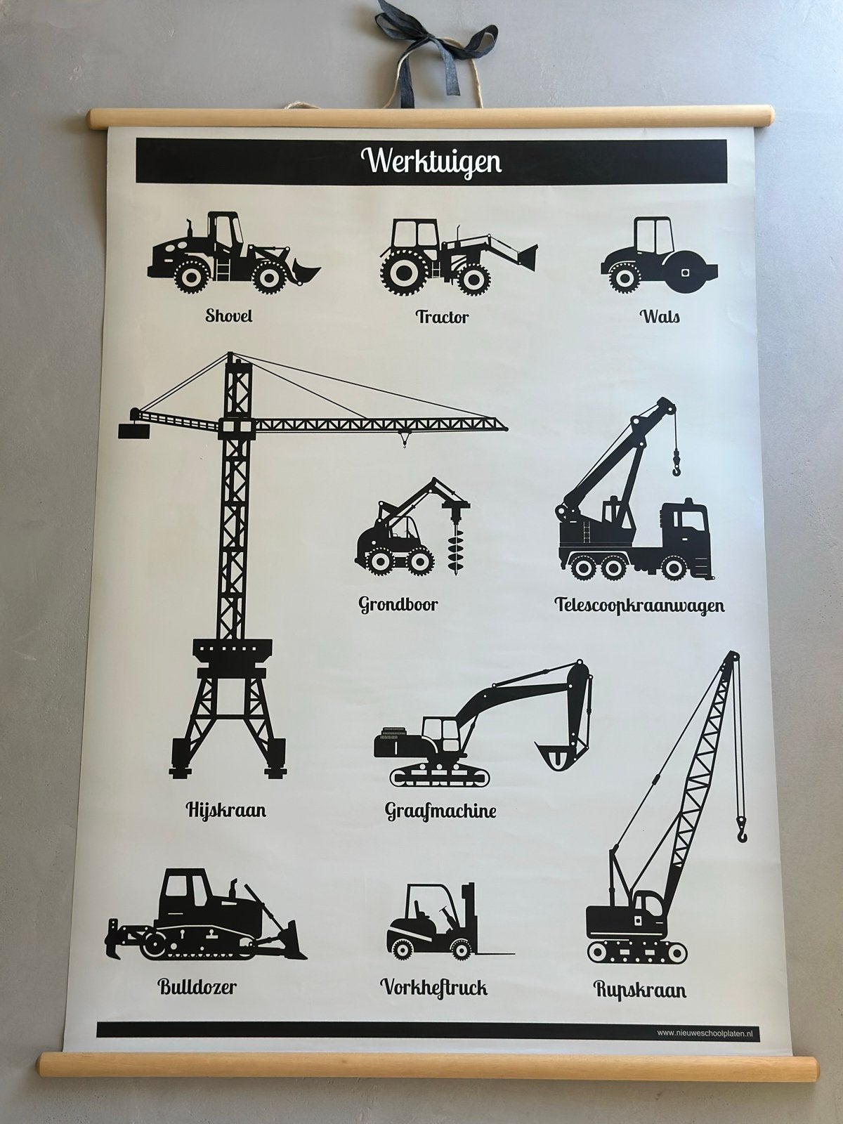 Educatieve Poster: Werktuigen / Construction Equipment, Rechthoekig Staand, Ophalen of Verzenden, Zo goed als nieuw, A1 t/m A3