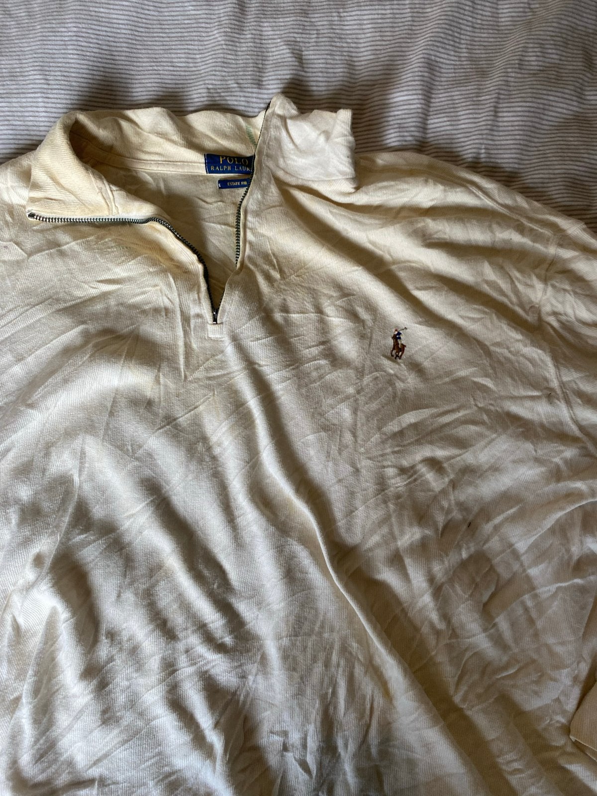 Polo Ralph Lauren Quarter-Zip Sweater XL, Ophalen of Verzenden, Gedragen, Maat 56/58 (XL), Beige