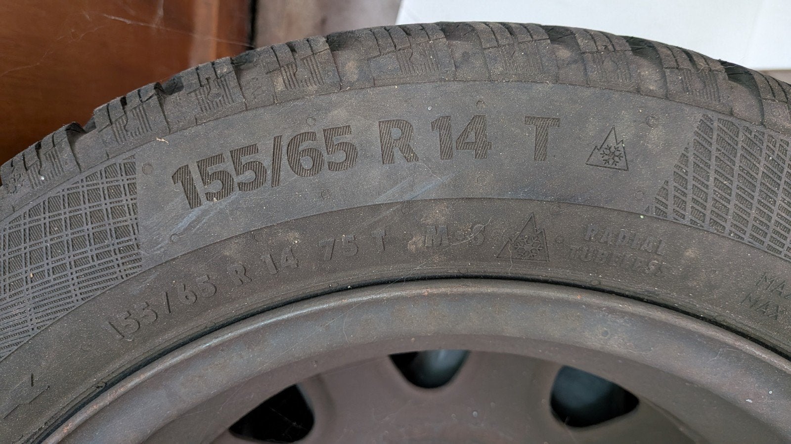 4x Winterbanden 155/65 R14 op stalen velg, Auto diversen, Auto-accessoires, Zo goed als nieuw, Ophalen