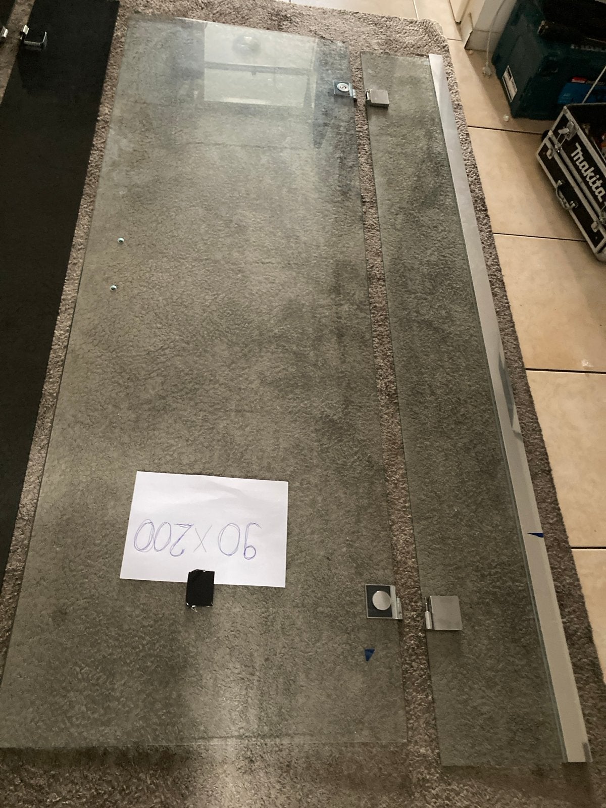 2 SZT. Douchewand 90x200 cm, glas met scharnieren, Ophalen, Nieuw, Met douche