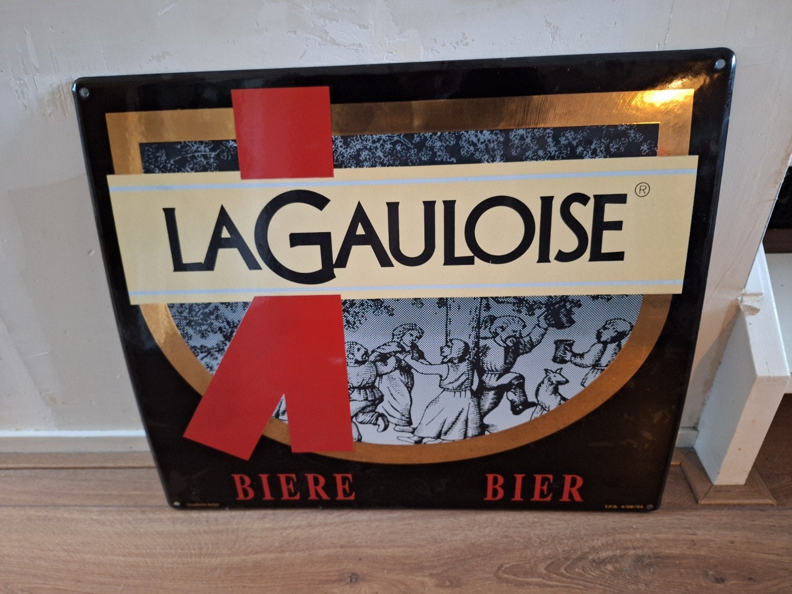 LA GOULOISE BIER EMAILLE BORD 60X50 CM, Ophalen of Verzenden, Zo goed als nieuw, Reclamebord, Plaat of Schild, Overige merken