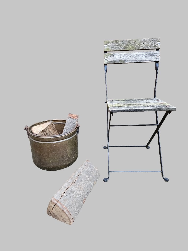 Antieke Koperen Houtbak / Plantenbak, Gebruikt, Minder dan 30 cm, Minder dan 60 cm, Rond