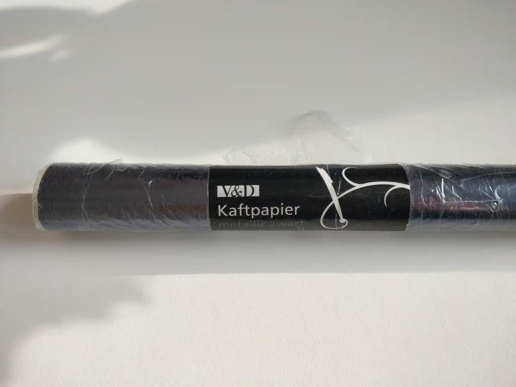 Kaftpapier V&D Metallic Zwart 50 cm x 3 m, Ophalen, Zo goed als nieuw
