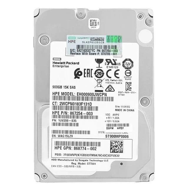HPE EH000900JWCPN 900GB SAS 12G 15K 2.5" HDD, Intern, SAS, 900GB, HDD