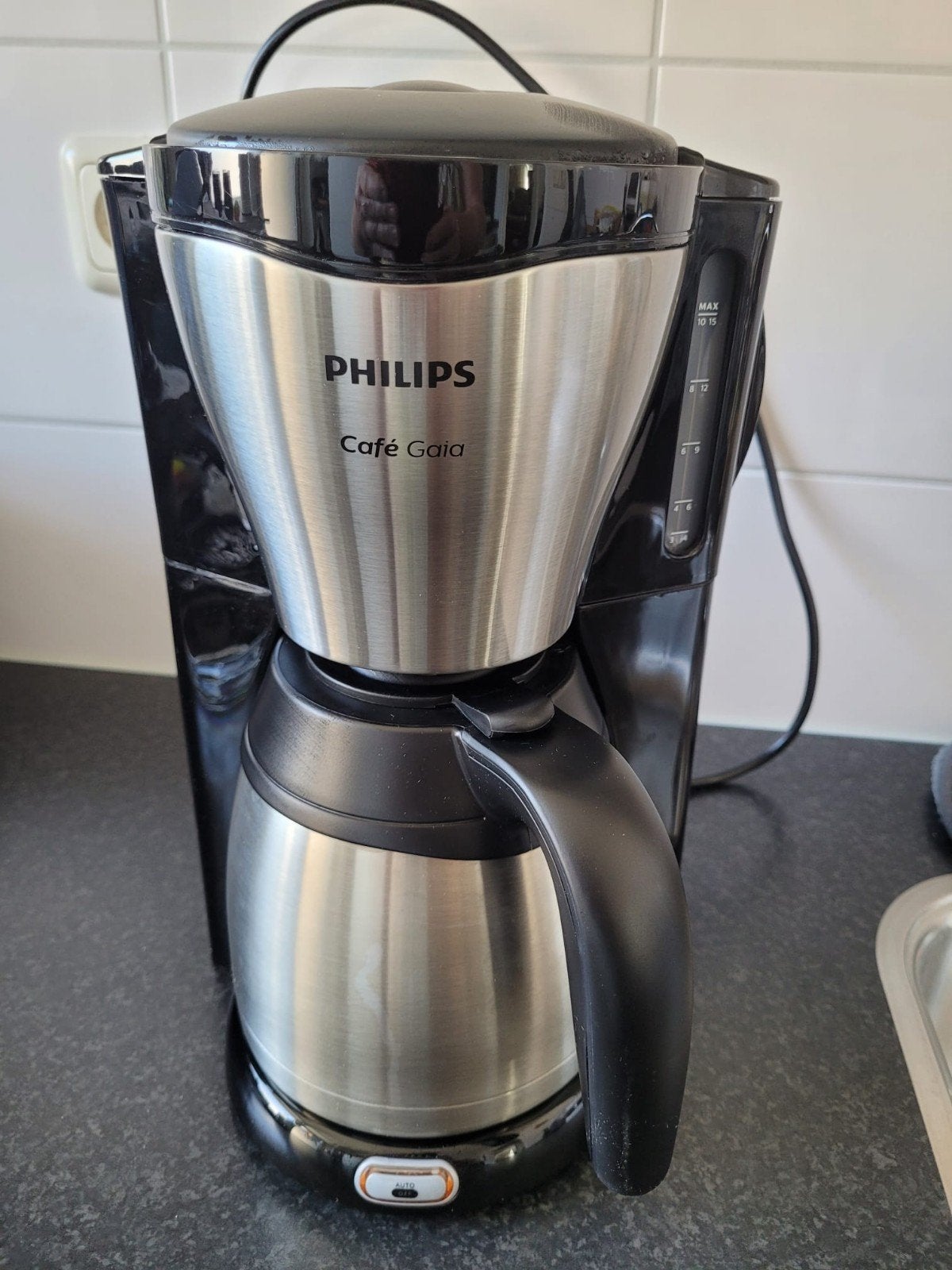 Philips Café Gaia Koffiezetapparaat met Thermoskan, Gebruikt, 10 kopjes of meer, Koffiemachine, Gemalen koffie