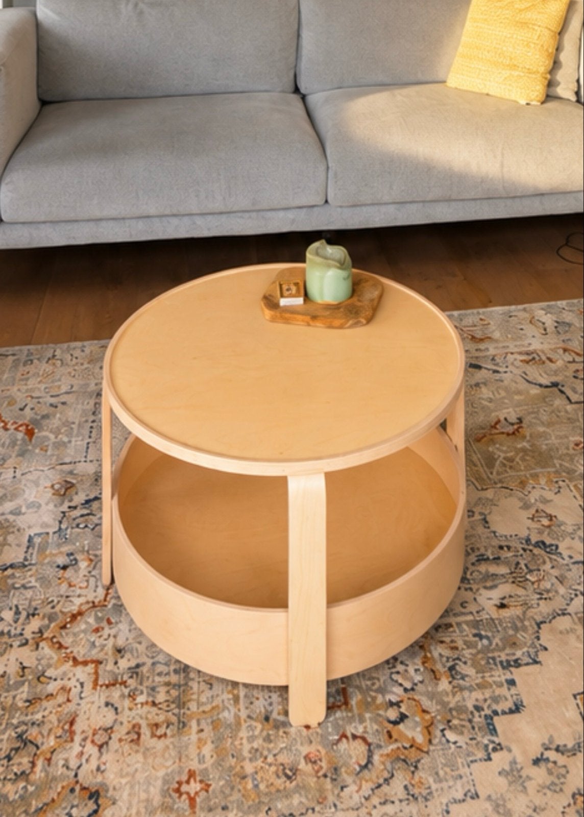 IKEA BORGEBY Salontafel - Berkenfineer, 70 cm, 50 – 75, Rond, Zo goed als nieuw, Overige houtsoorten