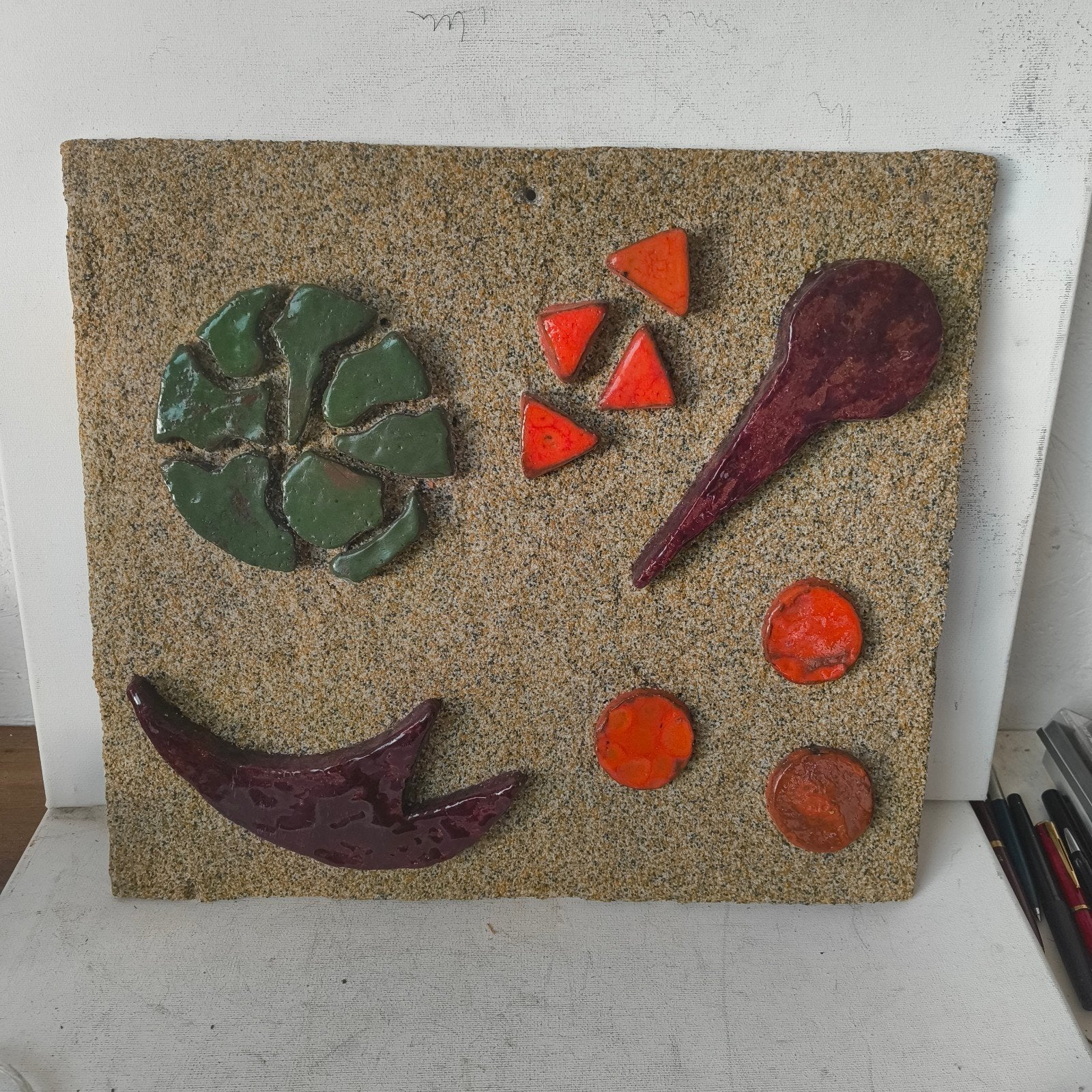 keramiek wandsculptuur jaren 70, Ophalen of Verzenden