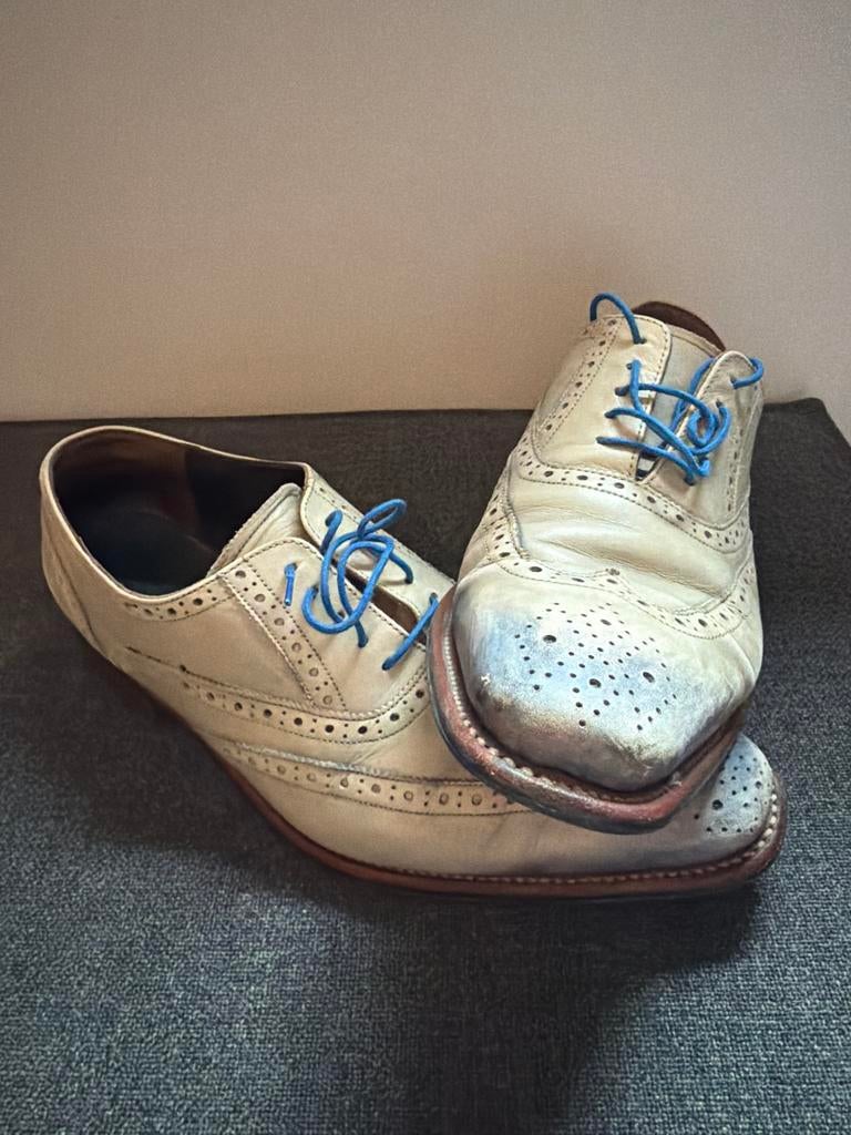 Floris van Bommel veterschoenen maat 7,5, Kleding | Heren, Schoenen, Ophalen of Verzenden, Zo goed als nieuw, Wit, Veterschoenen