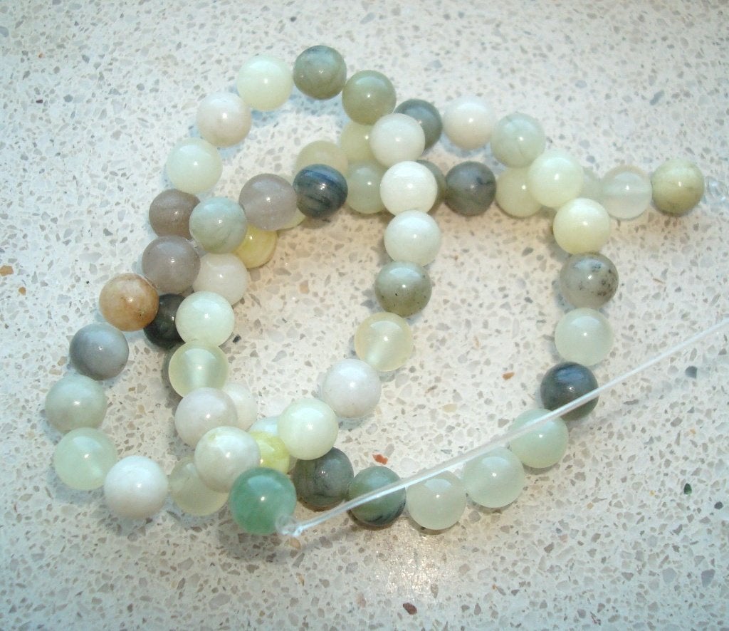 Snoer lichtgroen gemêleerde jade 6 mm., Kraal, SINO-SEAR GmbH, Feuerbachstrasse11, Potsdam, Germany, Nieuw
