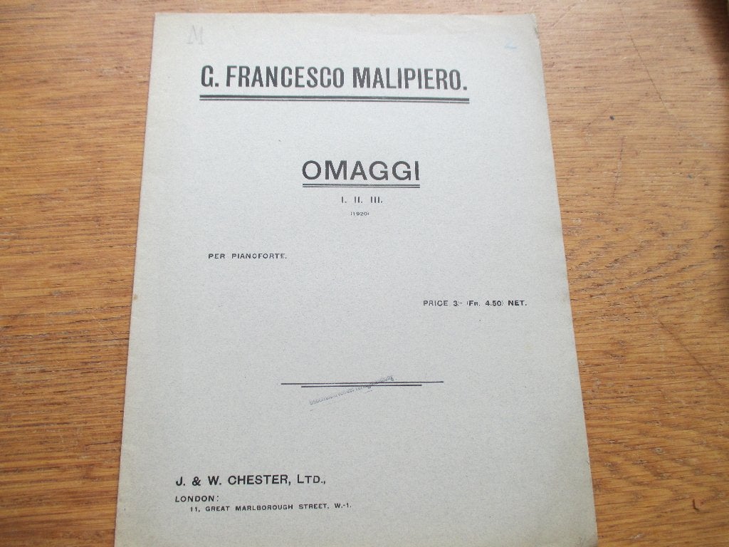 Francesco Malipiero - omaggi - voor piano, Gebruikt, Klassiek, Ophalen of Verzenden, Artiest of Componist