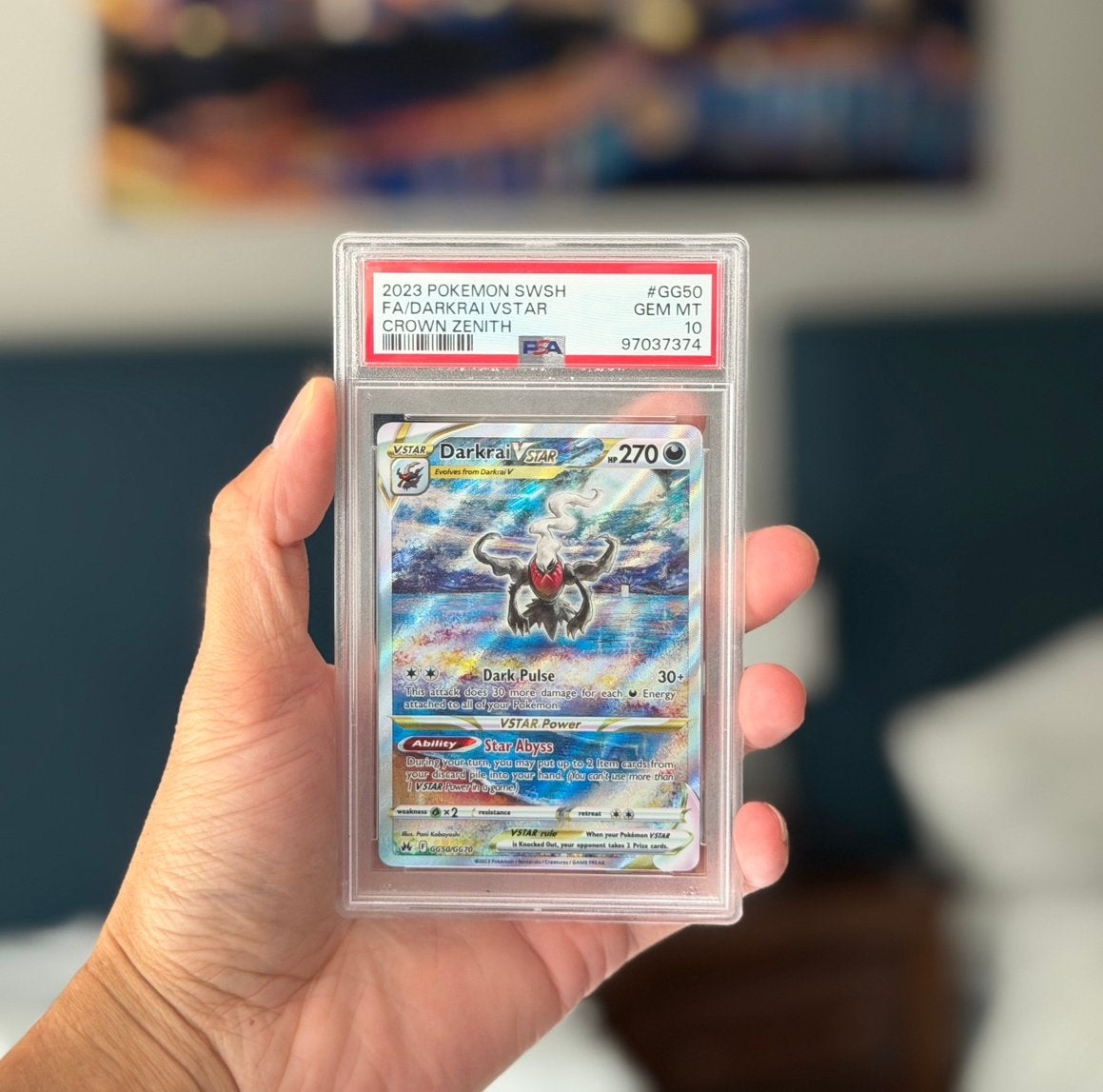 Pokemon Darkrai Vstar GG50 Crown Zenith PSA 10 GEM MINT, Ophalen of Verzenden, Nieuw, Losse kaart, Foil