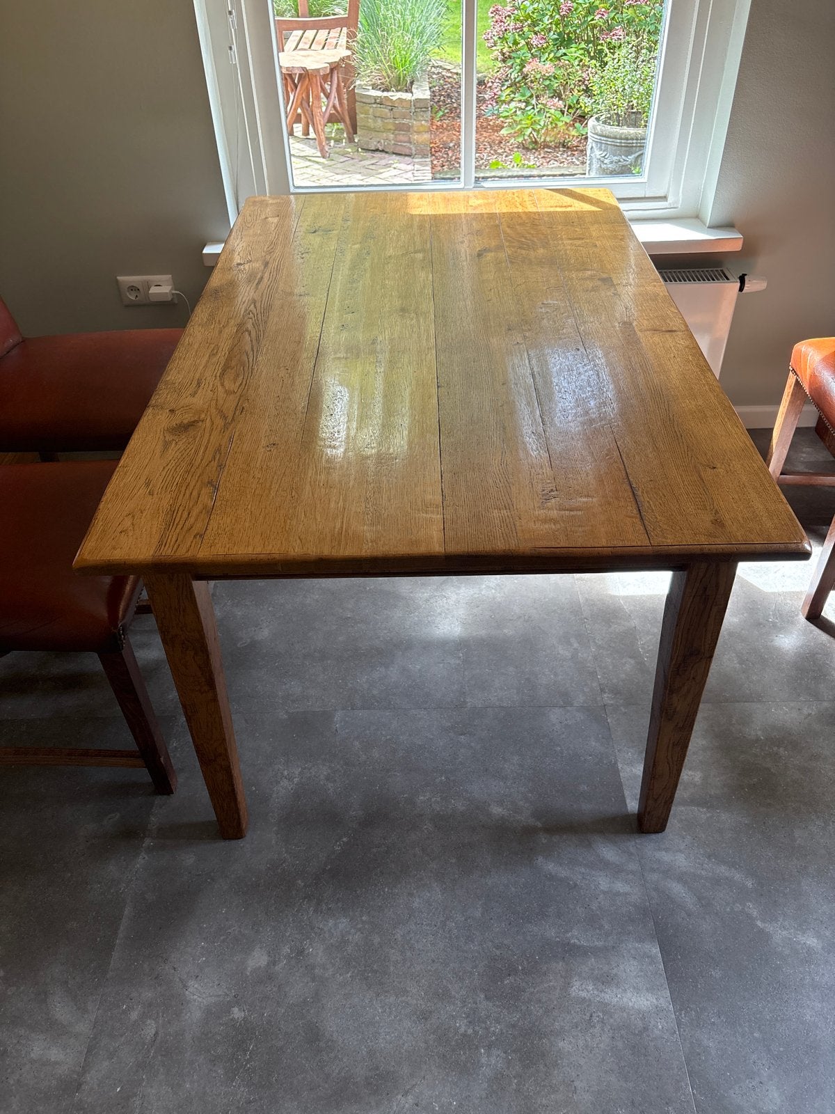 Uitschuifbare massief eiken eettafel - 140/190x90 cm, Ophalen, Gebruikt, Eikenhout, 50 tot 100 cm