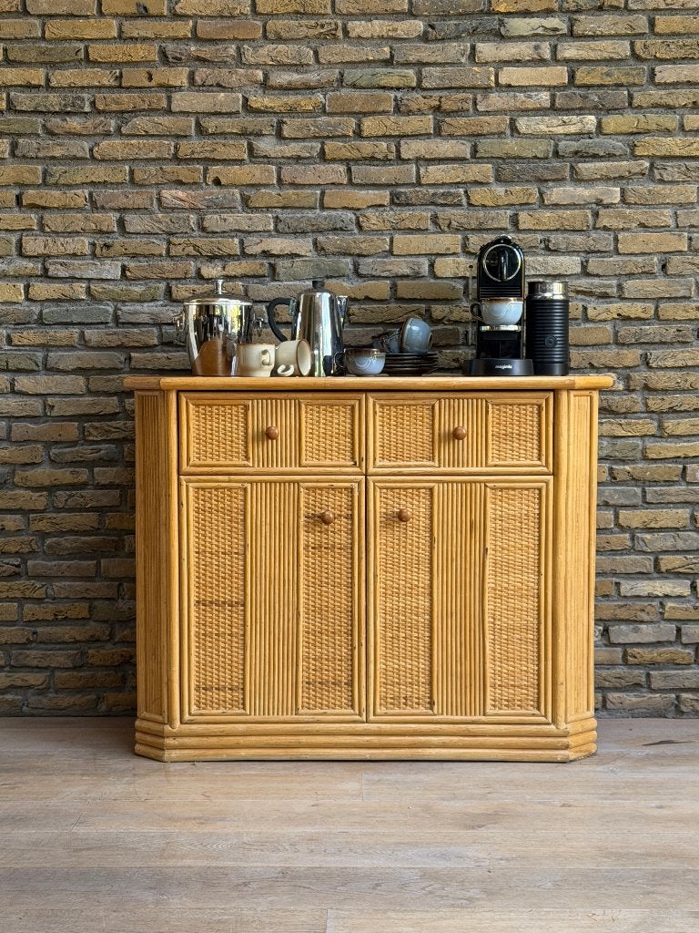 Rotan sideboard / dressoir / ladekast - vintage, Ophalen, Overige materialen, Gebruikt, Rotan / Boho Vintage
