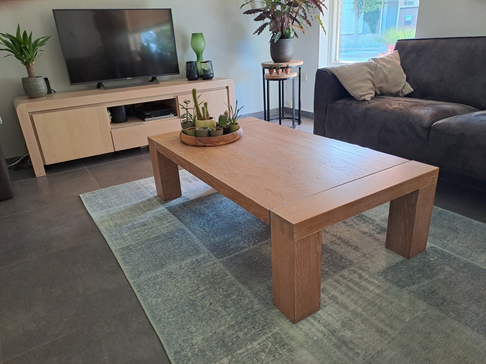 Salontafel Cielo - Eiken gelakt wit gekrijt, Huis en Inrichting, Ophalen, 100 tot 150 cm, Eikenhout, 50 tot 100 cm