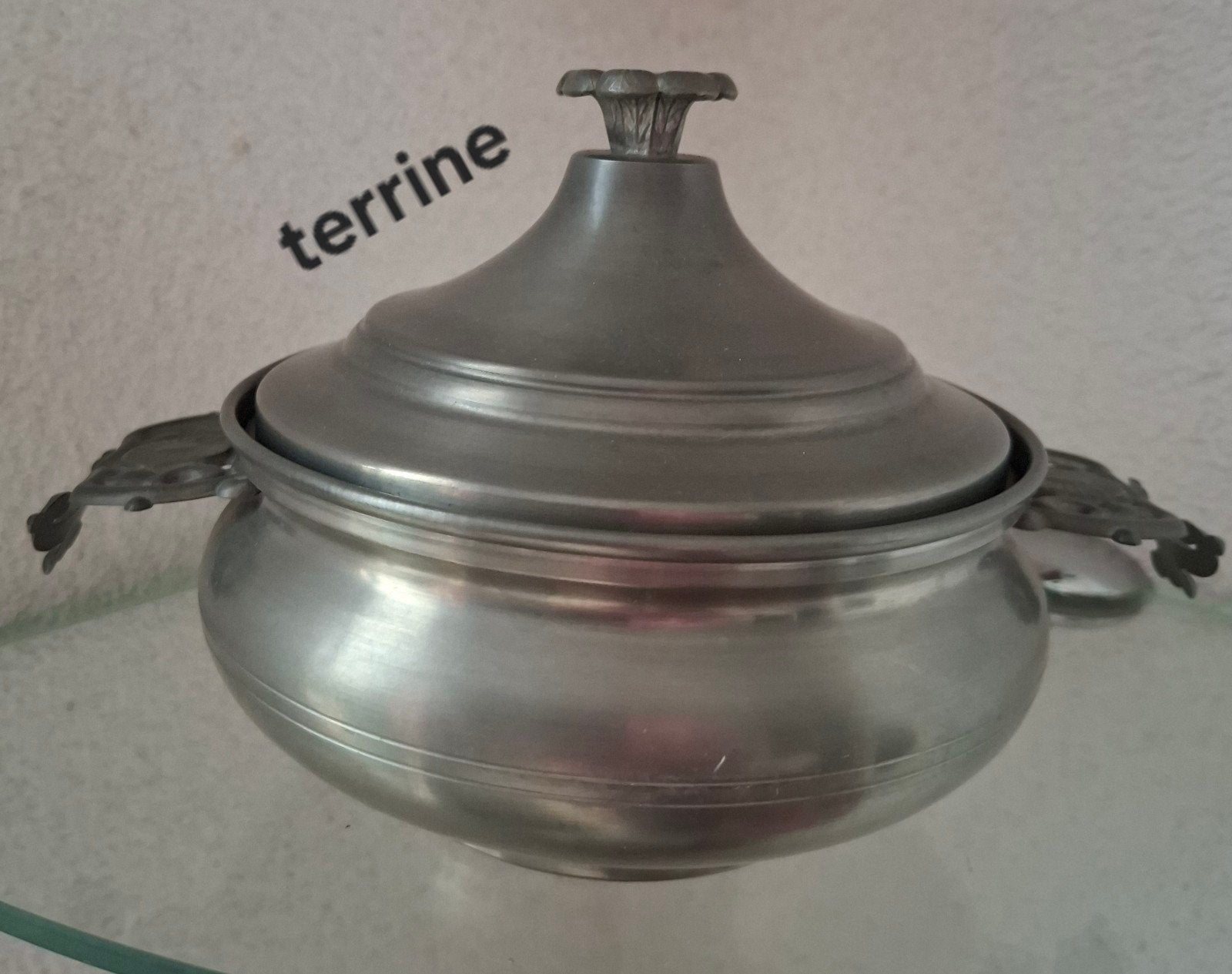 Tinnen terrine Handmade Dutch Pewter Gelria 94%tin Bieden, Antiek en Kunst, Antiek | Tin, Ophalen of Verzenden