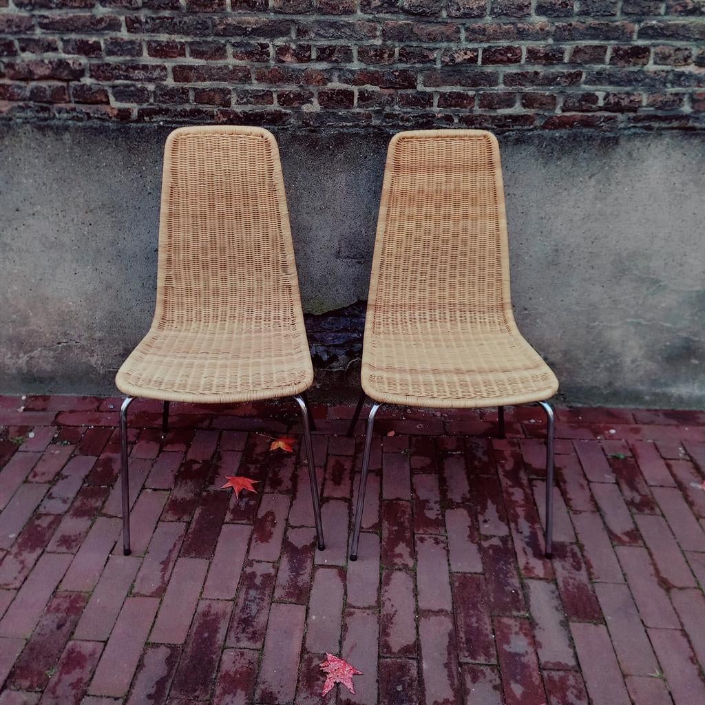 IKEA Linus Wicker en Chromen Stoel, Ophalen, Vintage ikea, Twee, Bruin
