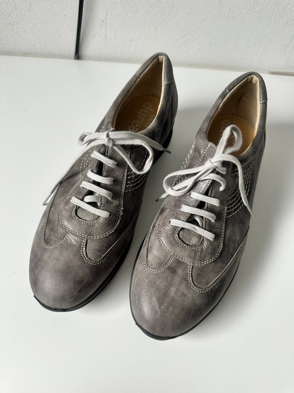 Durea veterschoenen maat 38 (5-/G) grijs leer, Kleding | Dames, Ophalen of Verzenden, Zo goed als nieuw, Grijs, Sneakers of Gympen