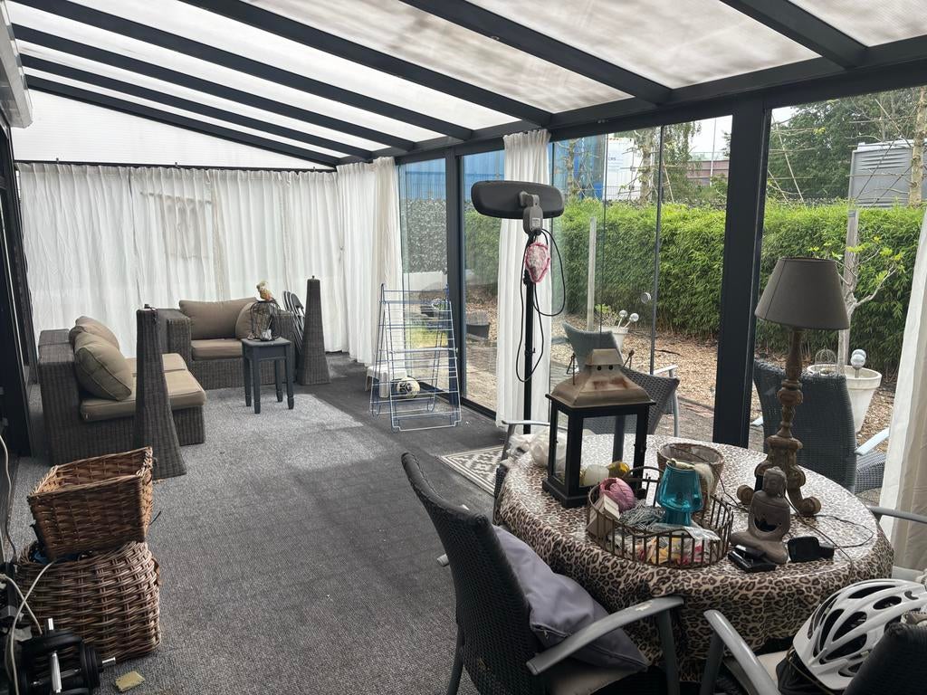 Mooie veranda met 13 glazen roldeuren (8,5m x 3,5m), Tuin en Terras, Overkappingen, Ophalen, Gebruikt, Veranda