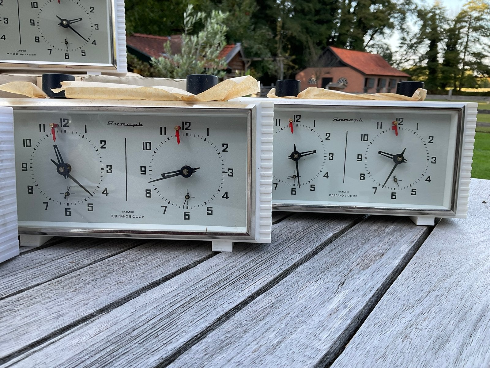 Vintage mechanische JANTAR schaakklok, doos + handleiding., Hobby en Vrije tijd, Gezelschapsspellen | Bordspellen, Ophalen of Verzenden
