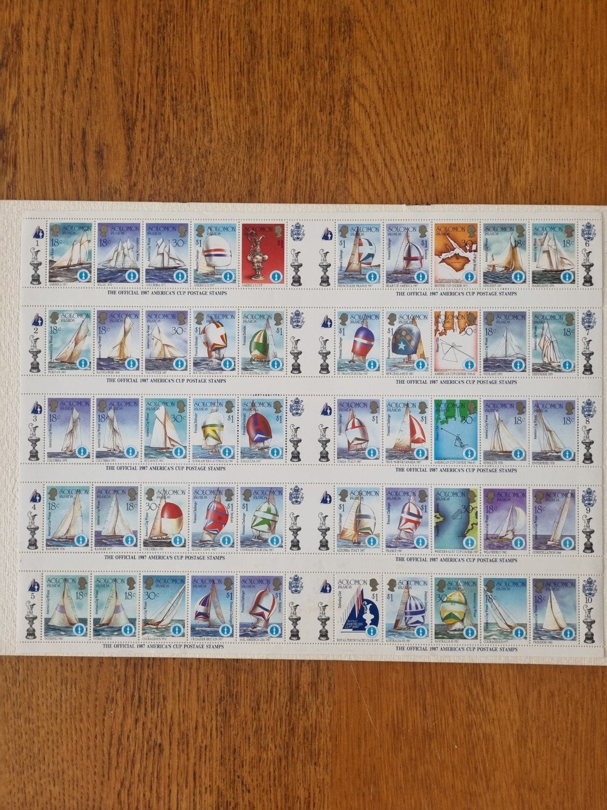 Postzegels Salomonseilanden 1987 America's Cup Zeilboten, Ophalen of Verzenden
