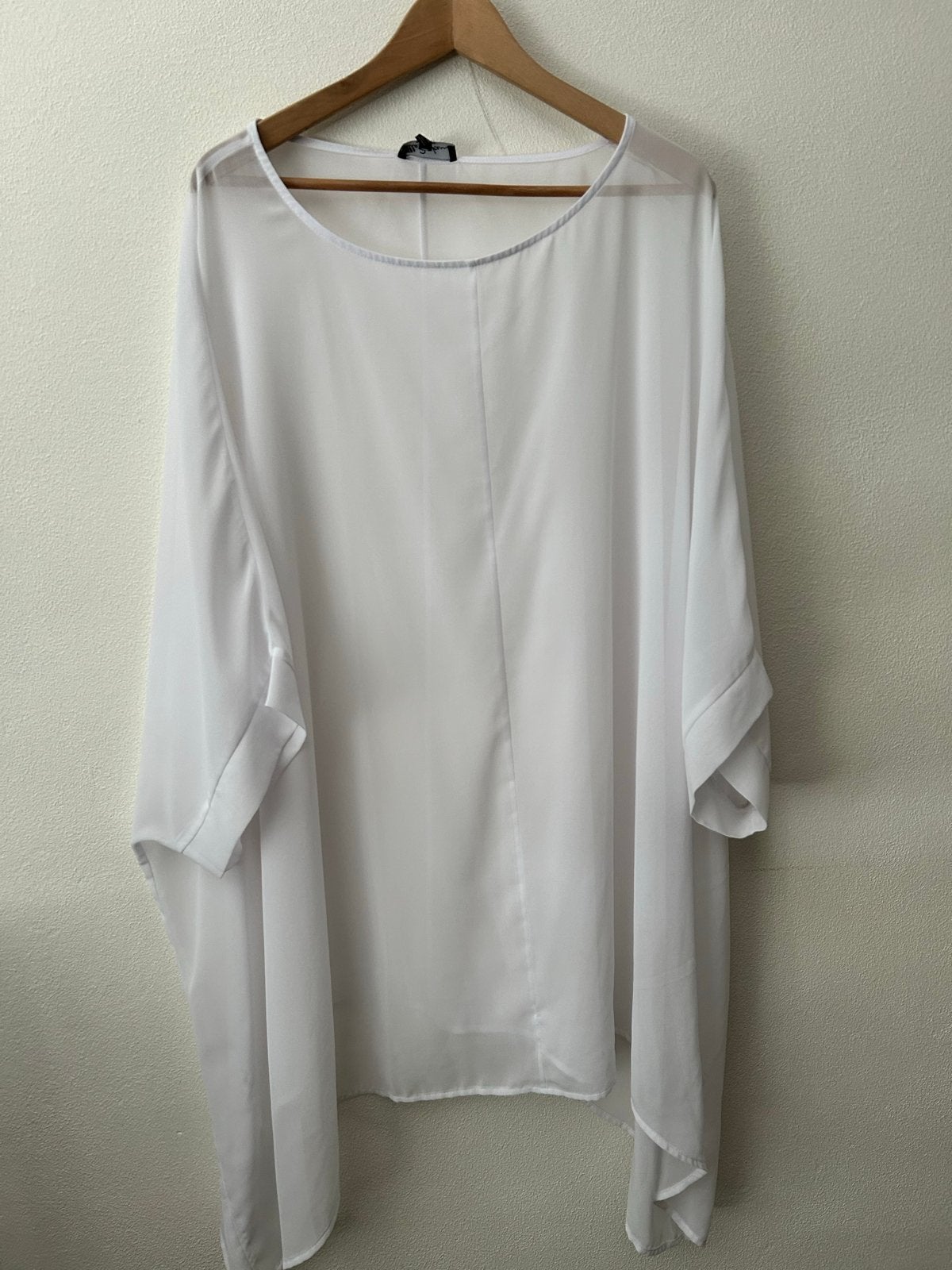 Ulla Popken doorschijnende tuniek mt 58/60, Kleding | Dames, Ophalen of Verzenden, Nieuw, Wit, Blouse of Tuniek